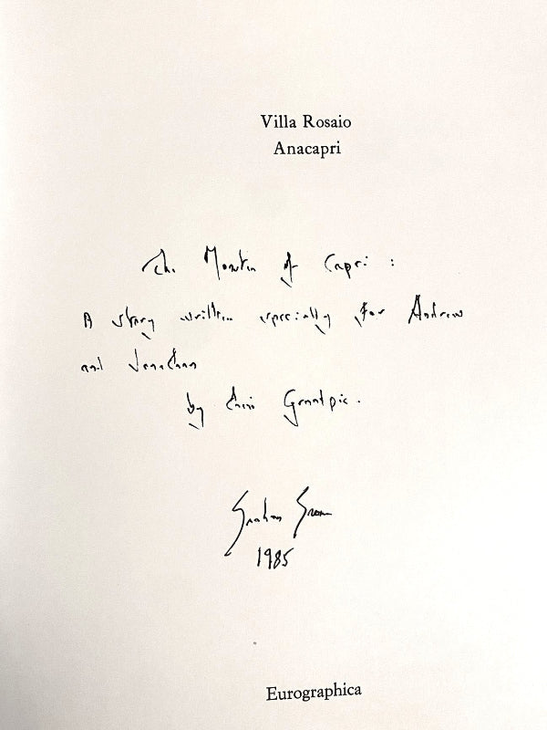 Inscribed page from Villa Rosaio in Anacapri with text and signature
