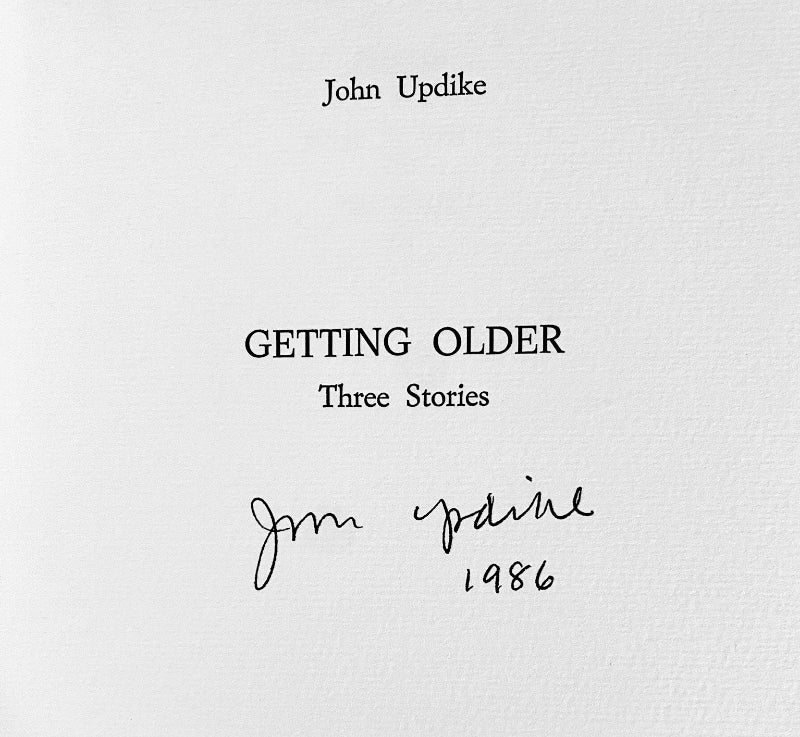 Book cover of 'Getting Older' by John Updike with a signature and year on a light gray background