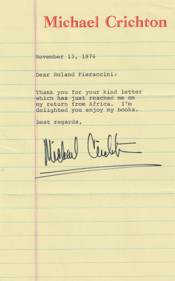 Michael Crichton - A Typed Letter Signed