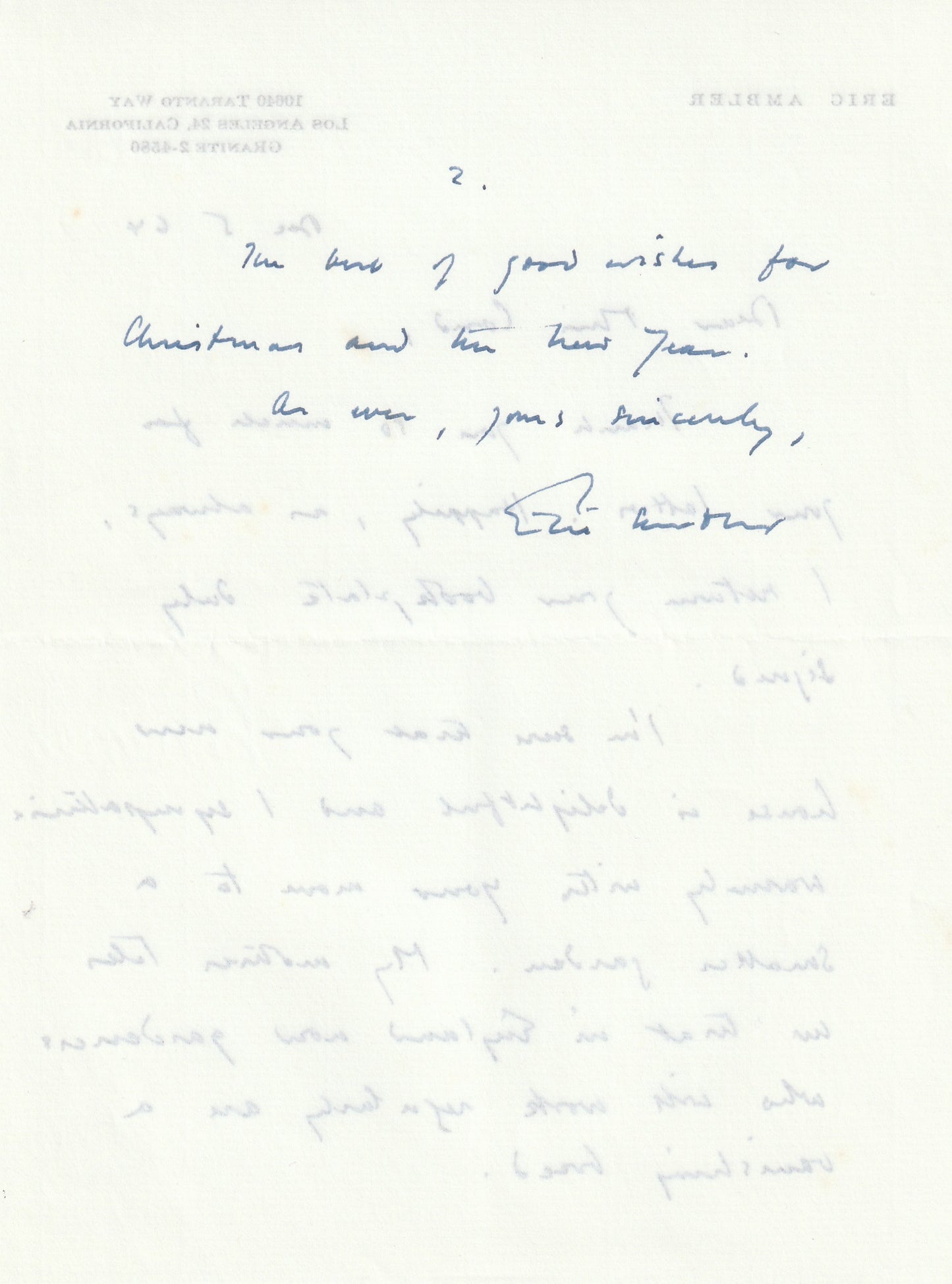 Eric Ambler - Large Archive of Autograph and Typed Letters Signed
