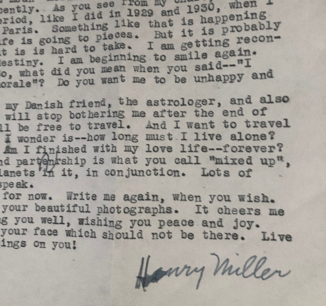 Henry Miller - A Typed Letter Signed, 1959