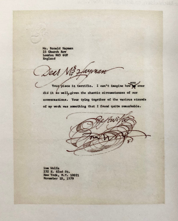 Tom Wolfe - Typed Letter Signed