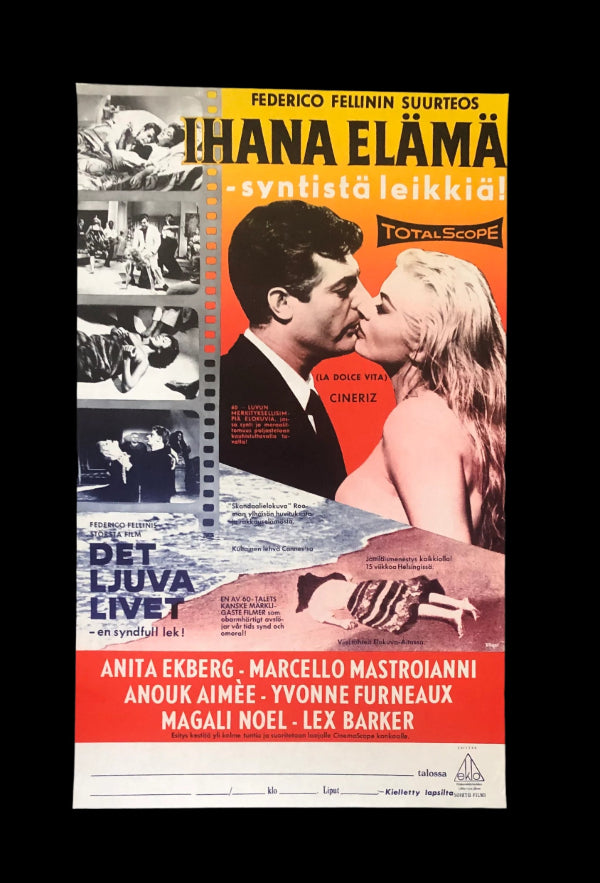 La Dolce Vita - Vintage Finnish Movie Poster, Circa 1973