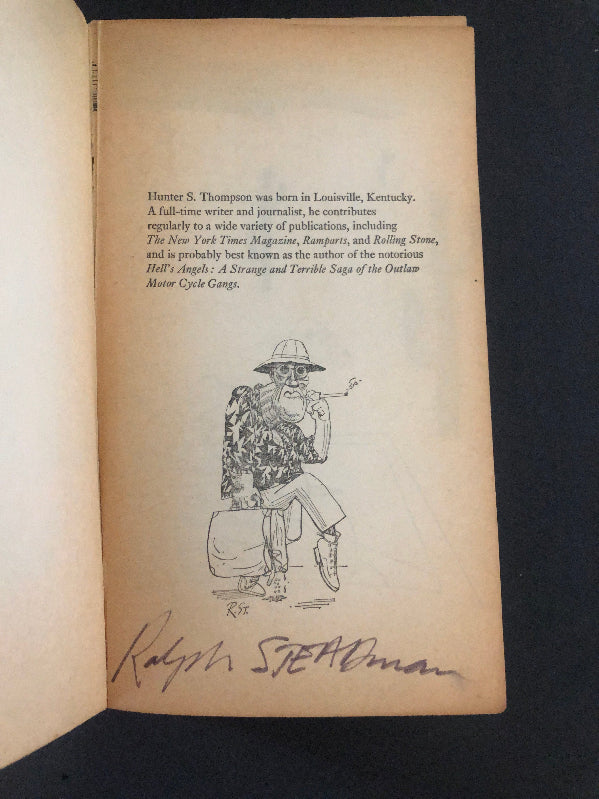 Ralph Steadman's autograph on Fear and Loathing in Las Vegas by Hunter S. Thompson, First British Edition.