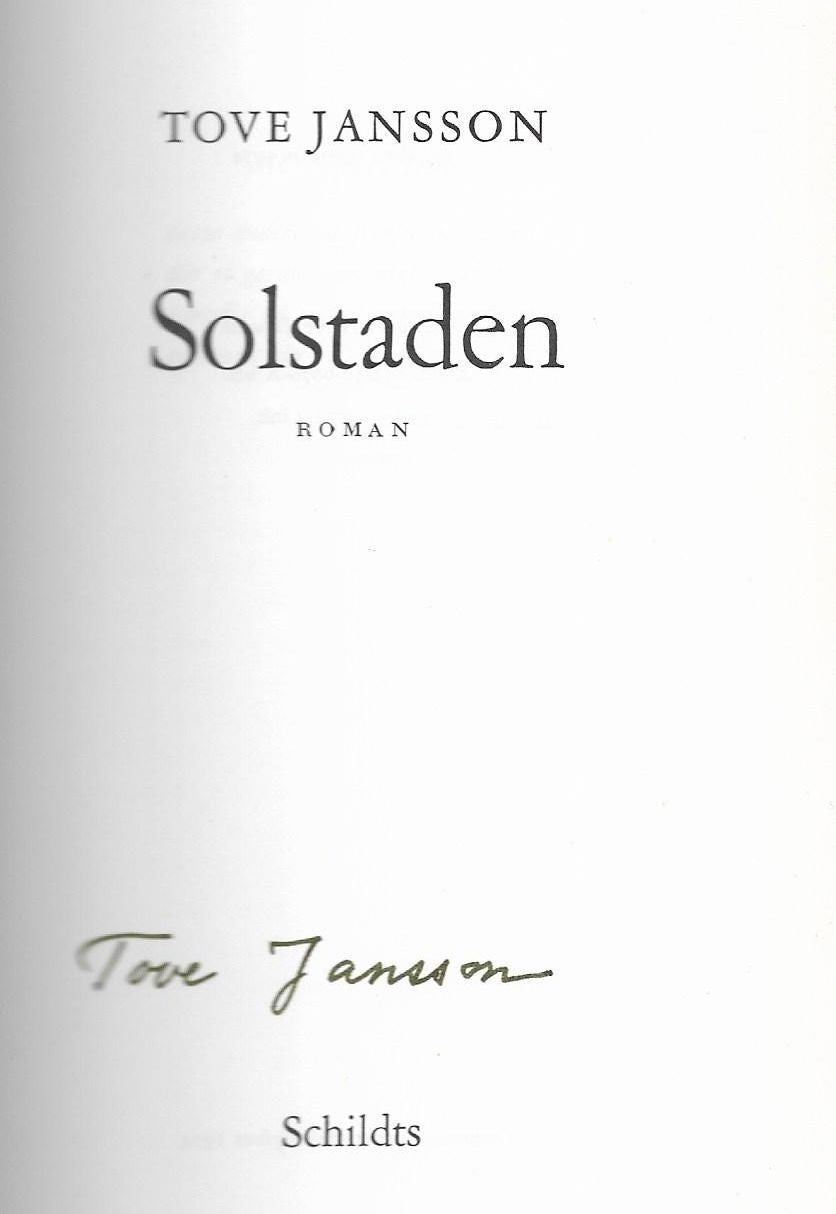 Tove Jansson - SOLSTADEN (Sun City) - First Printing, Signed