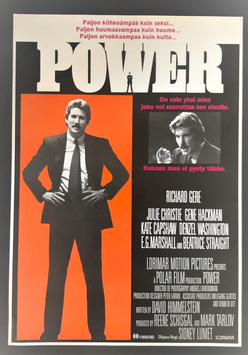 Richard Gere in POWER - Vintage First Screening Cinema Film Poster 1986