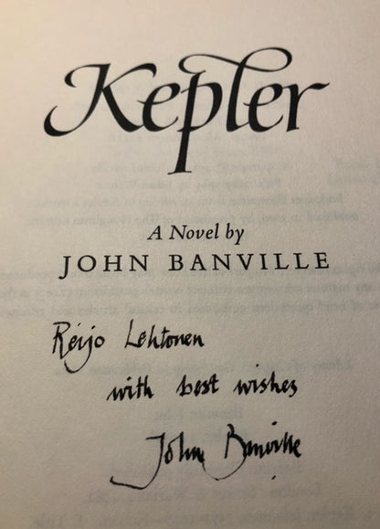 John Banville - KEPLER - A Signed Presentation Copy