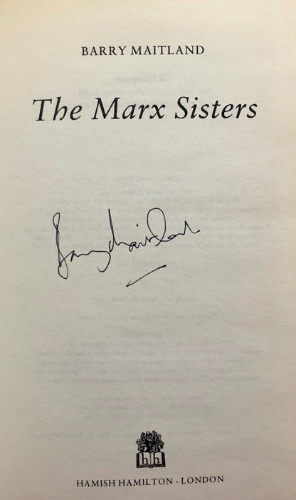 Barry Maitland's autograph signature at the title page of 'The Marx Sisters'