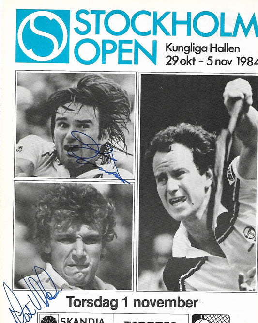 SIGNED by Jimmy Connors and Mats Wilander - Stockholm Open Poster, 1984