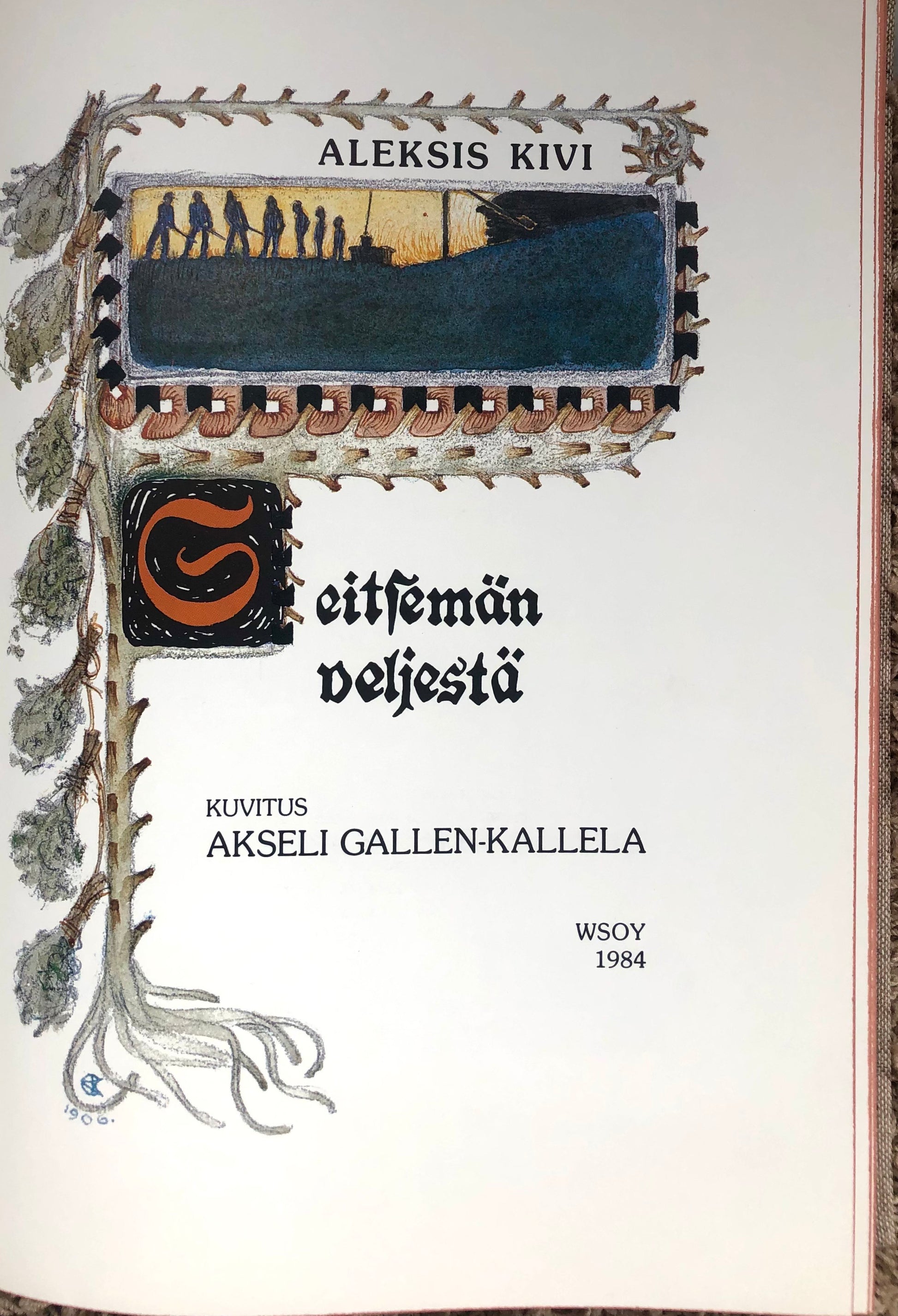 Title page from 'The Seven Brothers' by Aleksis Kivi, illustrated by Akseli Gallen-Kallela