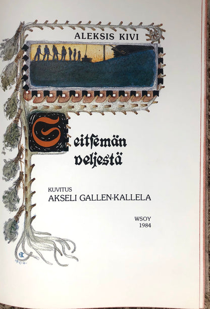 Title page from 'The Seven Brothers' by Aleksis Kivi, illustrated by Akseli Gallen-Kallela