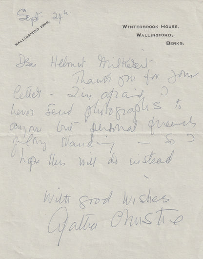 AGATHA CHRISTIE - An Extraordinary Archive of Signed Letters, Correspondence & Photographs