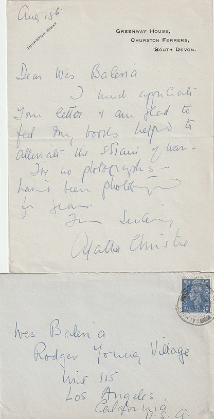 AGATHA CHRISTIE - An Extraordinary Archive of Signed Letters, Correspondence & Photographs