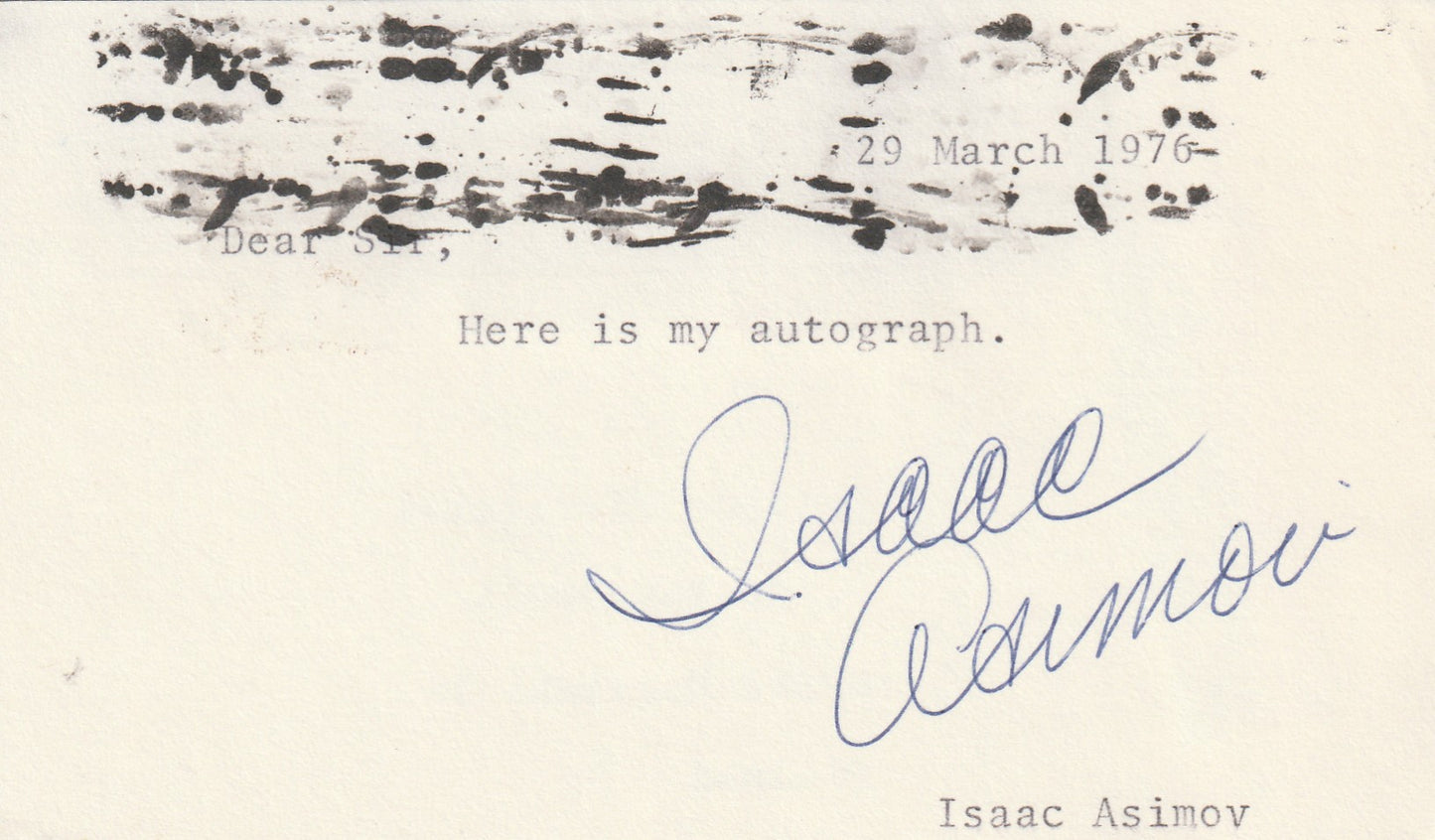 Isaac Asimov - Archive of 6 Typed Letters Signed, Autograph Postcard, Typed Annotated Document and more