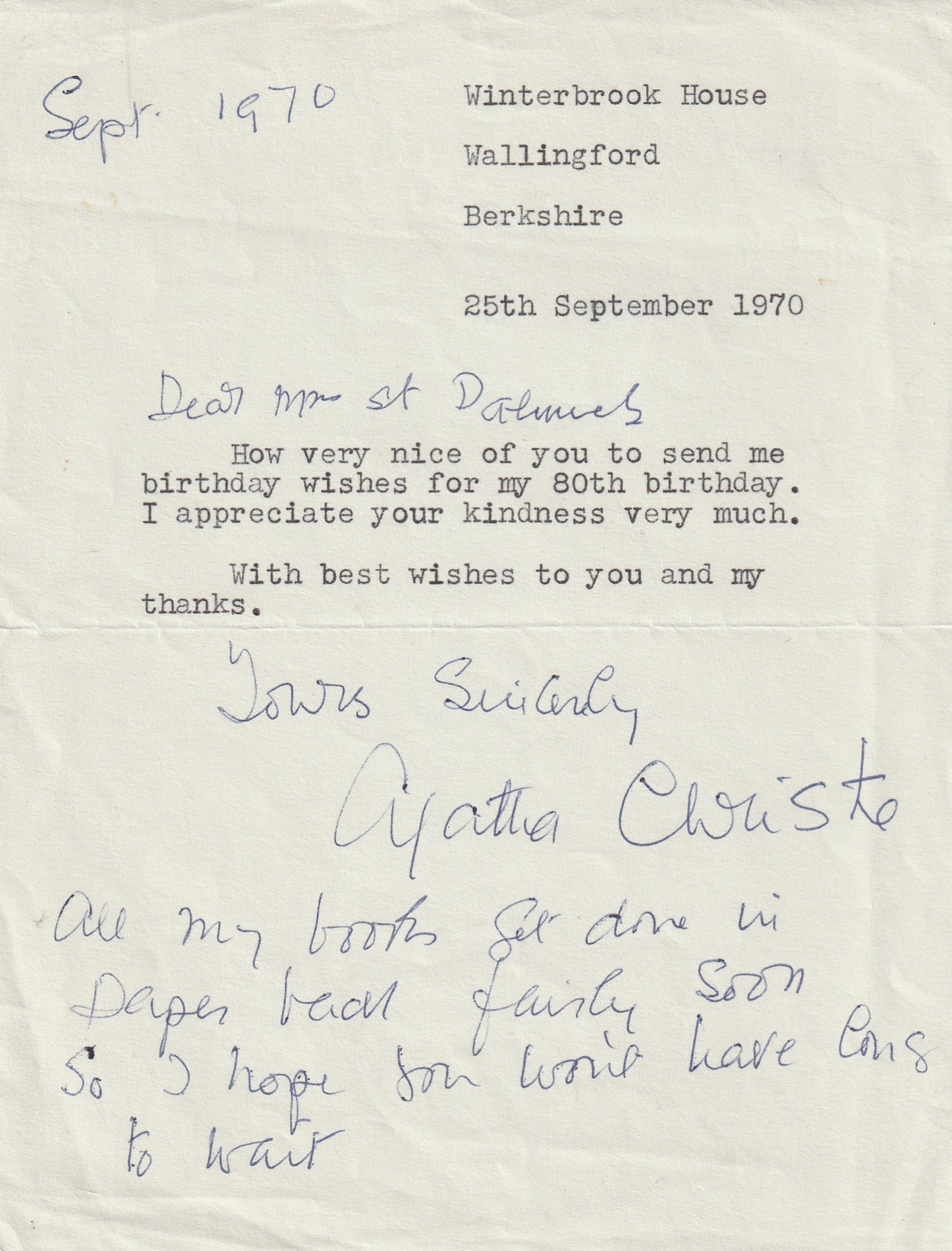 AGATHA CHRISTIE - An Extraordinary Archive of Signed Letters, Correspondence & Photographs