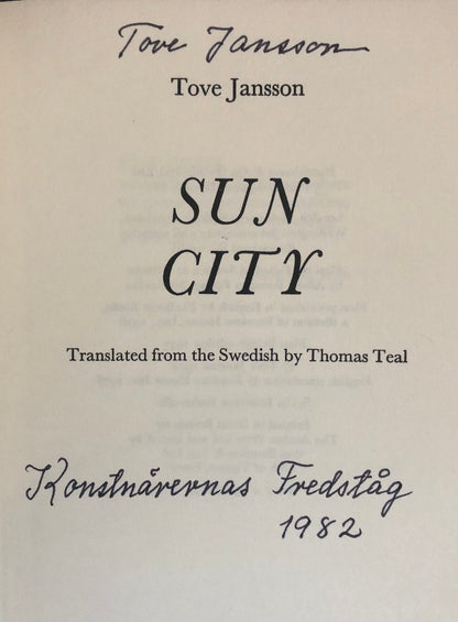 Tove Jansson - SUN CITY - First UK Edition, Signed/Inscribed