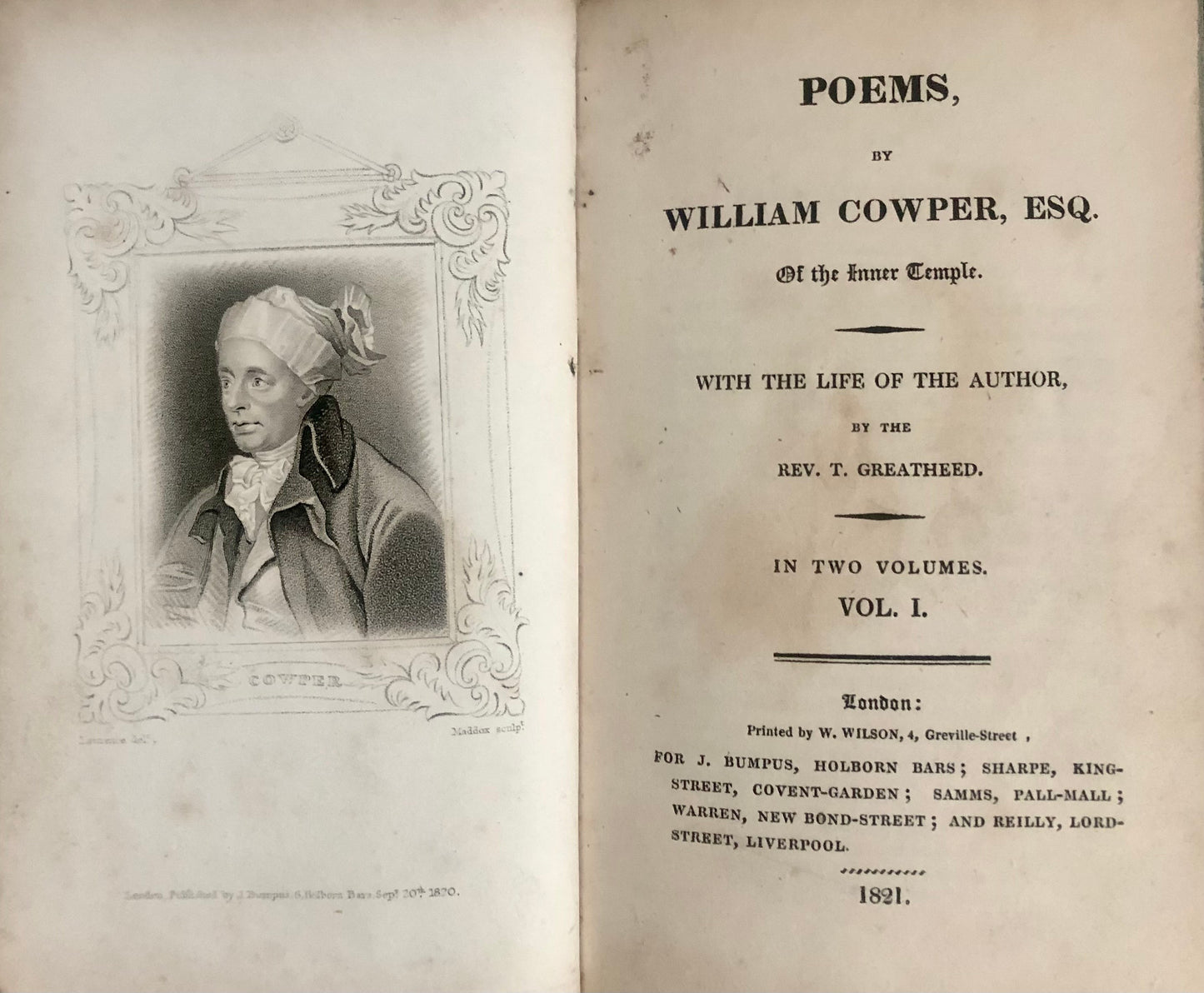 POEMS BY WILLIAM COWPER. 2 Volume Set with Fore-Edge Paintings