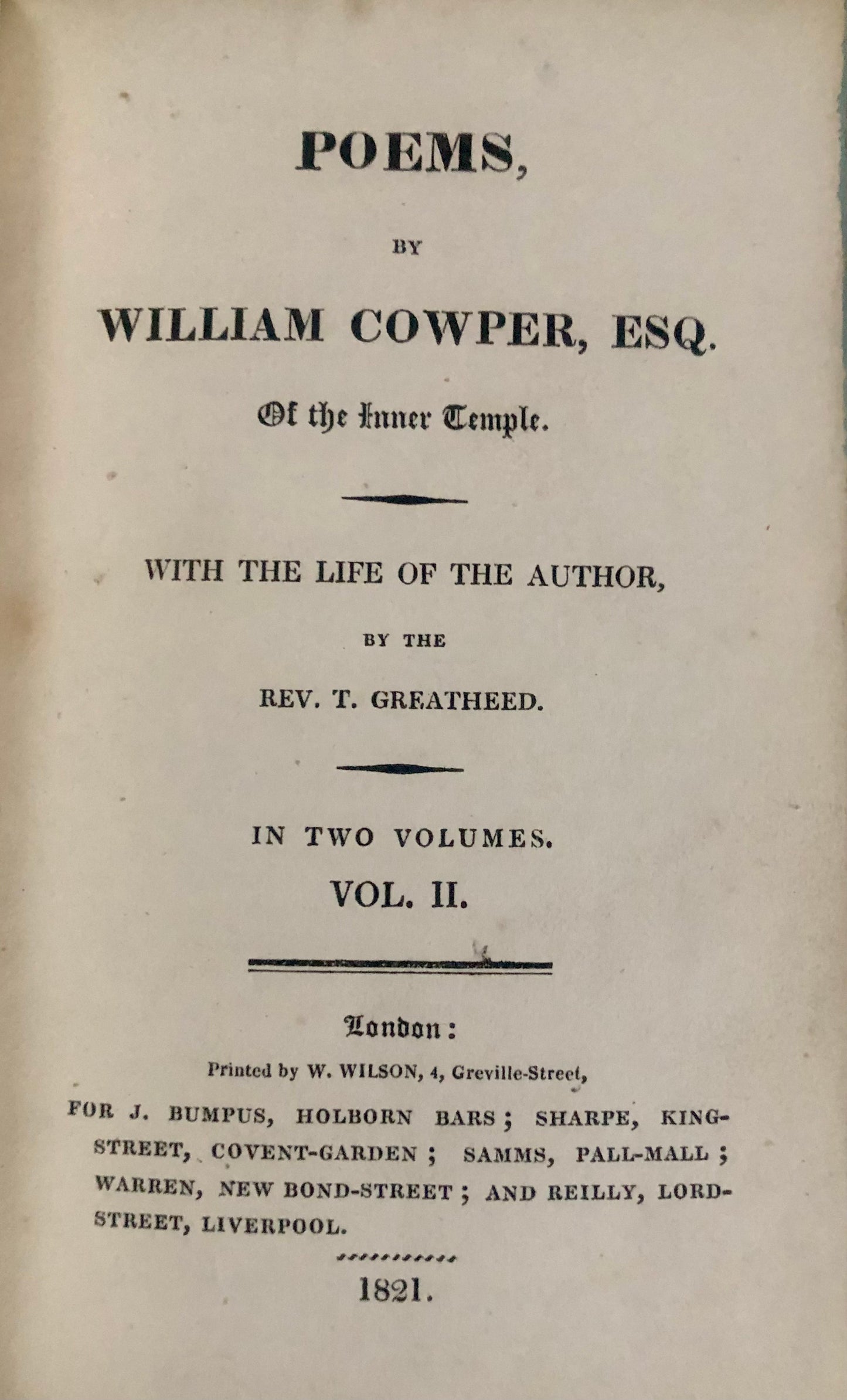 POEMS BY WILLIAM COWPER. 2 Volume Set with Fore-Edge Paintings