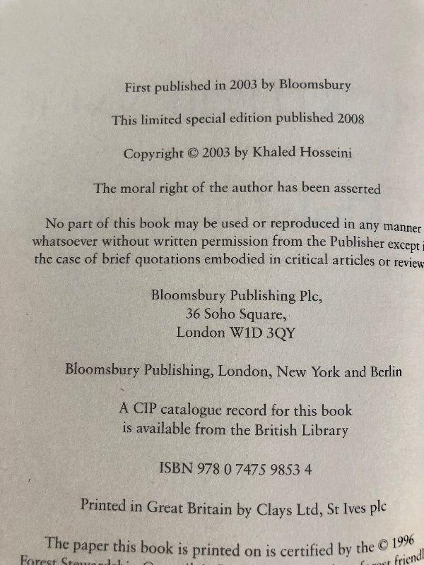 KHALED HUSSEINI - THE KITE RUNNER; A THOUSAND SPLENDID SUNS. 2 Volumes in Slipcase, Signed and Numbered
