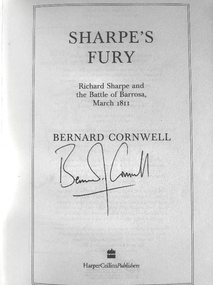 'Sharpe's Fury' by Bernard Cornwell, signed by the author.
