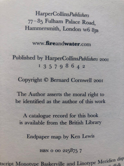 HarperCollins Publishers information and copyright details for Sharpe's Prey by Bernard Cornwell