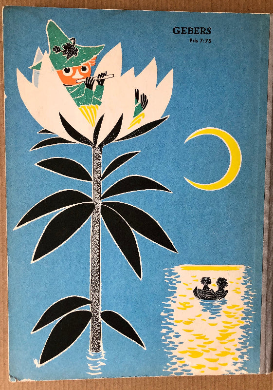 Vem Ska Trösta Knyttet?  by Tove Jansson. Rear cover of the First Swedish edition of this Moomins picture book, 1960.