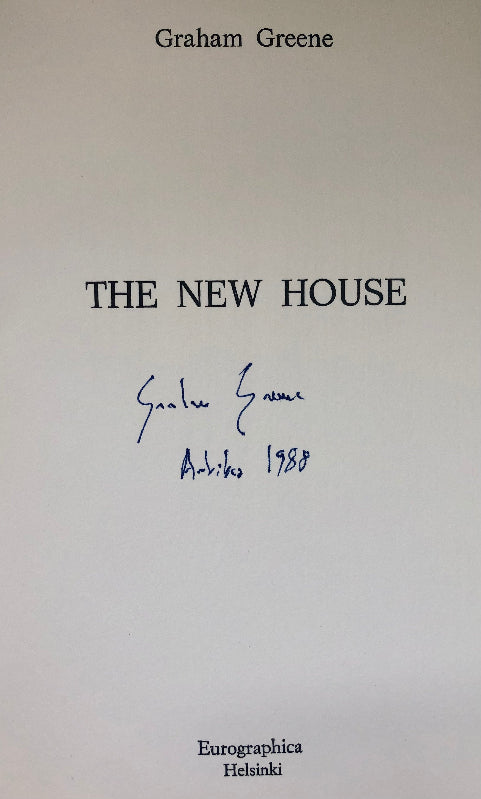 Graham Greene's autograph signature on this limited edition of 'The New House', published by 'Eurographica'.
