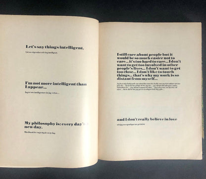 Text entries by Andy Warhol in the Stockholm Exhibition Catalogue, First Edition