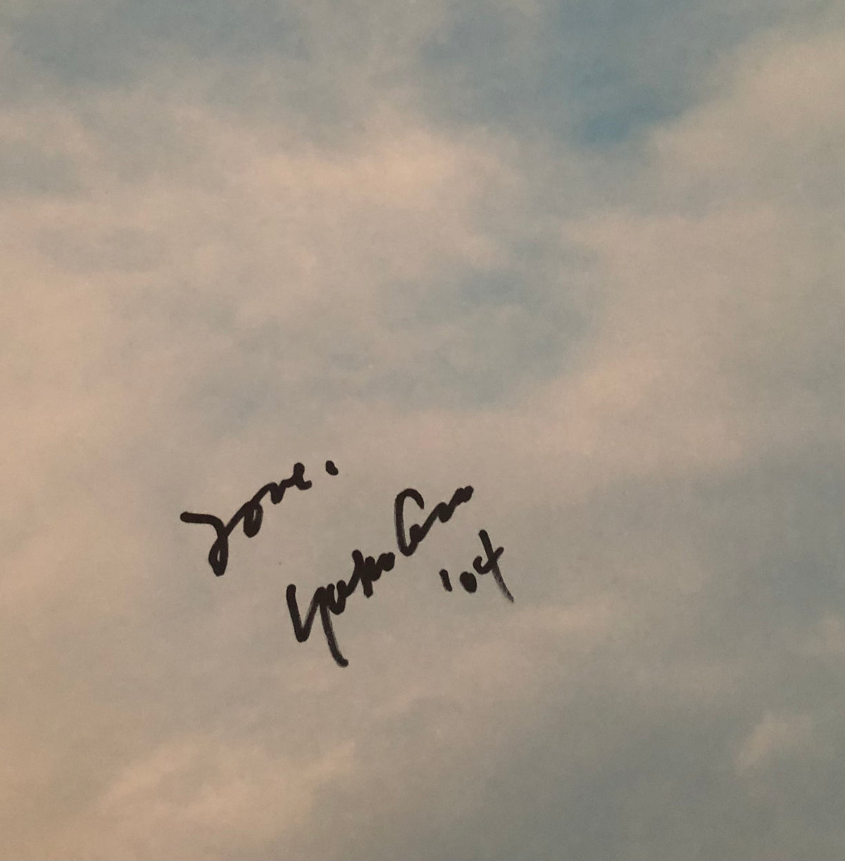 Yoko Ono's signature and inscription on Yes, First Edition