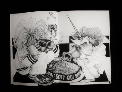 Another image by Ralph Steadman from Through the Looking Glass by ewis Carroll