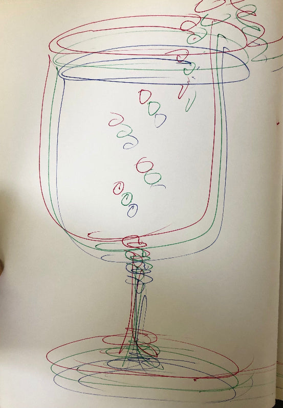 Drawing of wine-glass by Ralph Steadman The Grapes of ralph