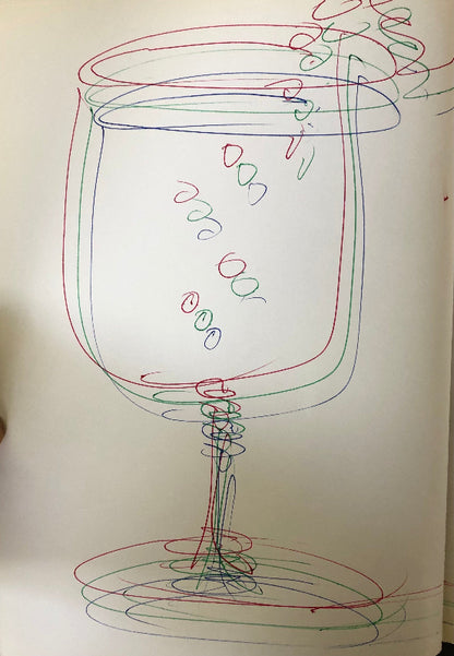Drawing of wine-glass by Ralph Steadman The Grapes of ralph