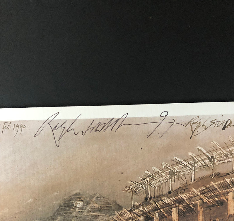 Ralph Steadman's autograph signature on  print, Roman Vineyards, Carema