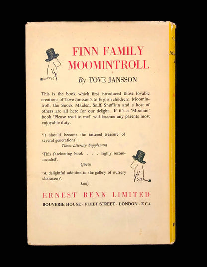 Rear cover of Tove Jansson's Comet in Moominland with advertisment for Finn Family Moomintroll