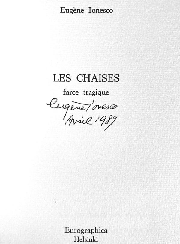 Eugene Ionesco - LES CHAISES - Signed Limited Edition