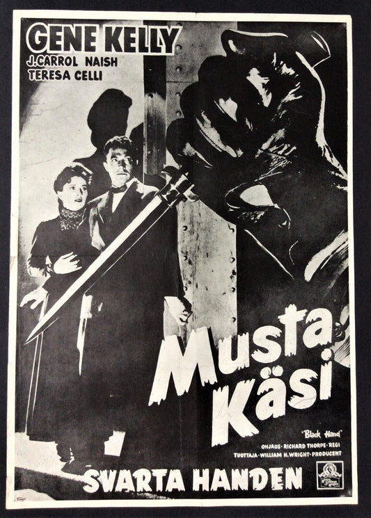 Gene Kelly in BLACK HAND, First Screening Lobby Poster from Finland