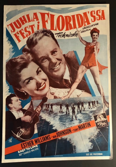 Movie Poster: Esther Williams in EASY TO LOVE, AN Original First Screening Movie Poster from Finland, 1953