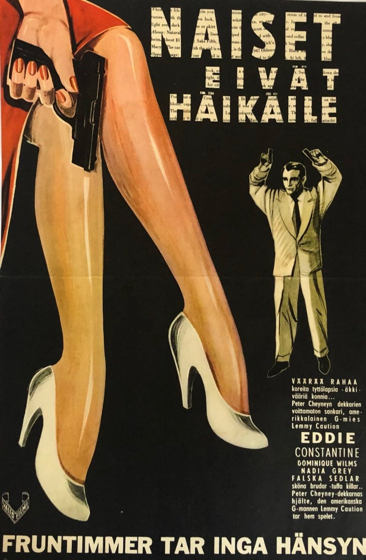 Movie Poster - Eddie Constantine in Les Femmes s'en balancent/ THE WOMEN COULDN'T CARE LESS - First Screening, Cinema-Lobby Poster from Finland