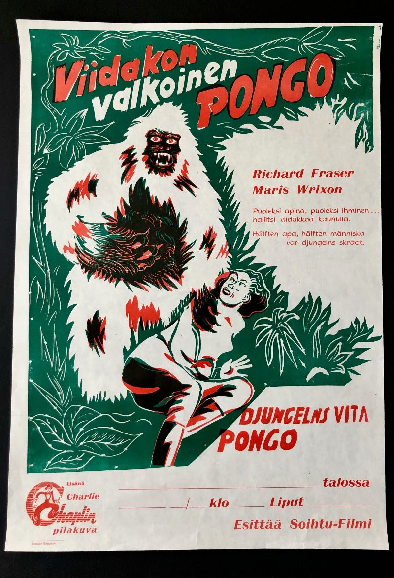 Movie Poster - WHITE PONGO - A Vintage 1940's Finnish Tour Poster