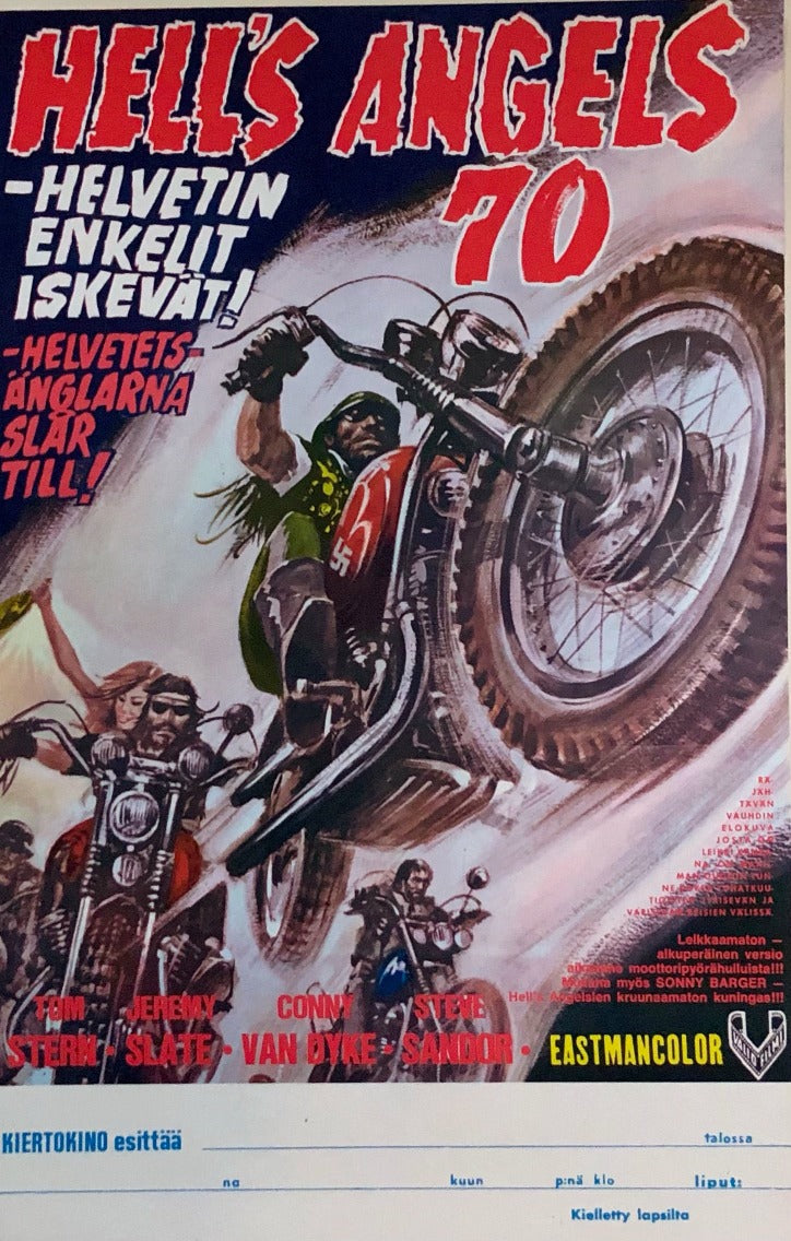 HELL'S ANGELS 69 - Vintage Finnish Movie Tour Poster - Near Mint Condition