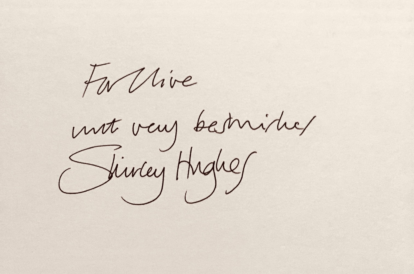 SHIRLEY HUGHES - Autograph Signature/Inscription On Card