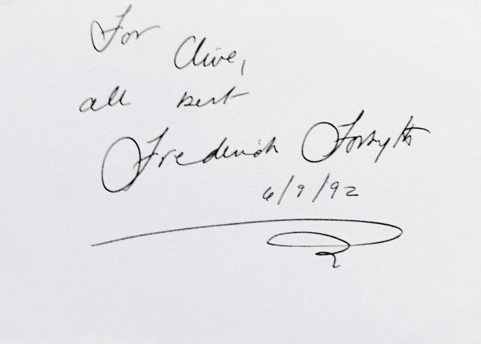 FREDERICK FORSYTH - Autograph Inscription/Signature On Card