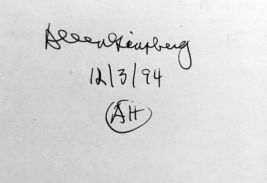 ALLEN GINSBERG. Autograph Signature On Card (Dated)