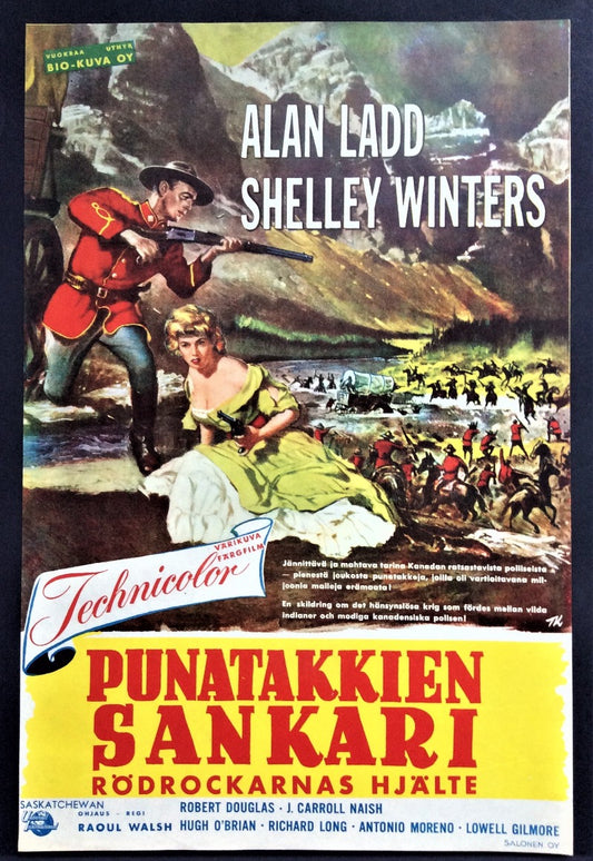 Alan Ladd & Shelley Winters in SASKATCHEWAN - First Screening Film Poster 1954