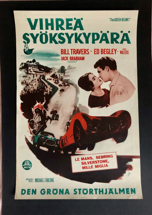 Movie Poster: THE GREEN HELMET - Vintage, Finnish First Screening Lobby Poster, 1961