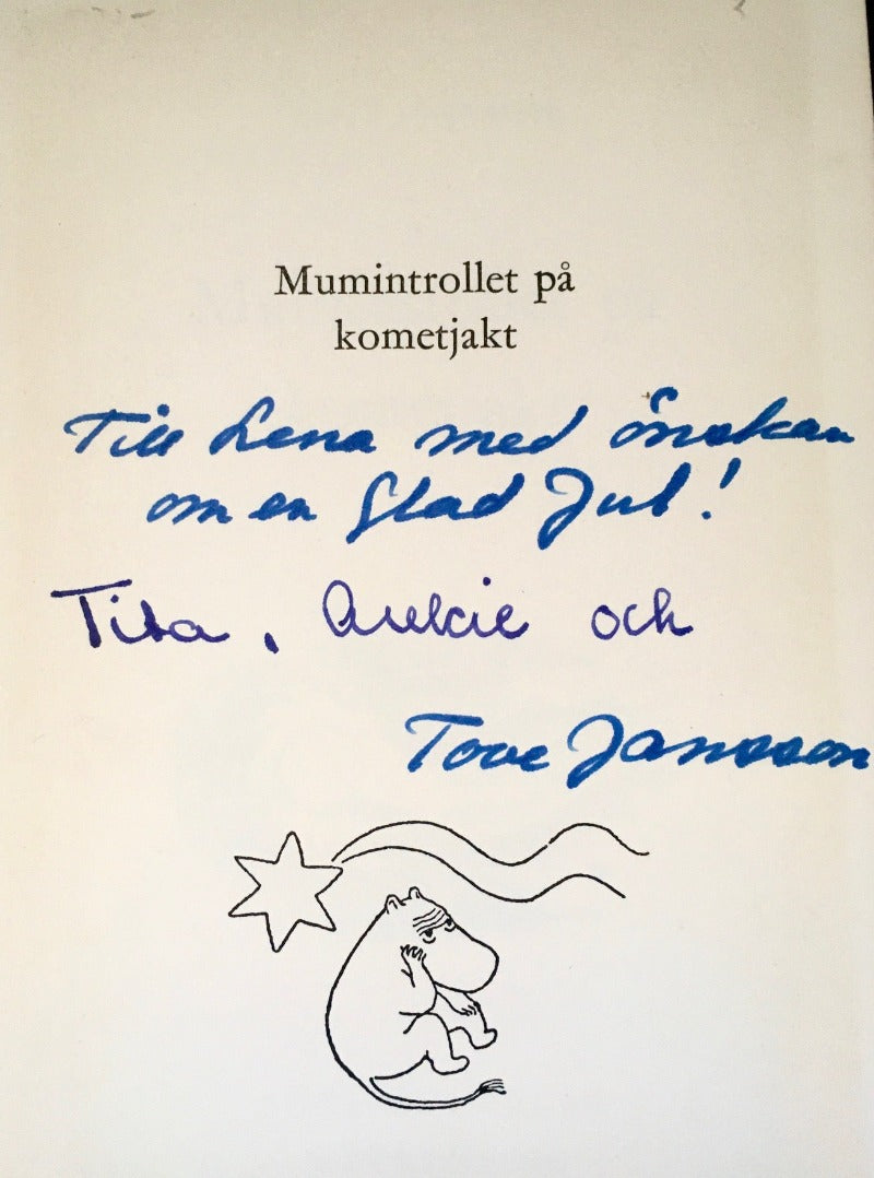 Tove Jansson - MUMINTROLLET PÅ KOMETJAKT, (Comet in Moominland) - A Signed Presentation Copy