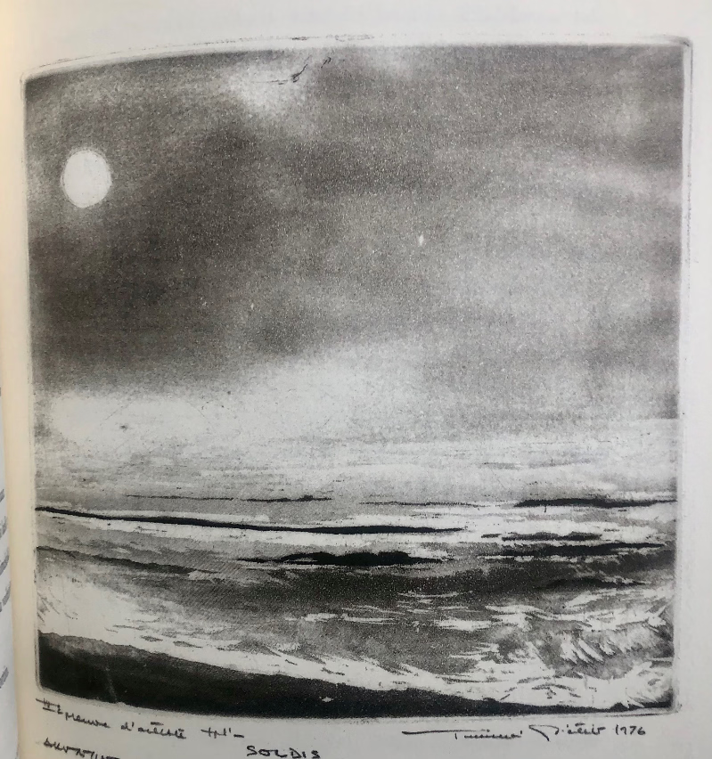 An aquatint from Notes from an Island by Tuulikki Pietilä and Tove Jansson