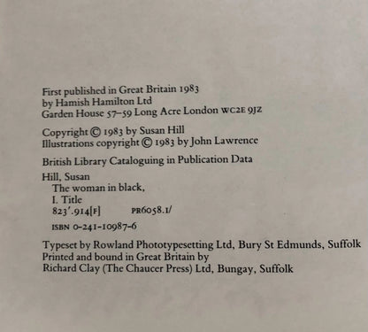 Susan Hill - THE WOMAN IN BLACK - First UK Edition